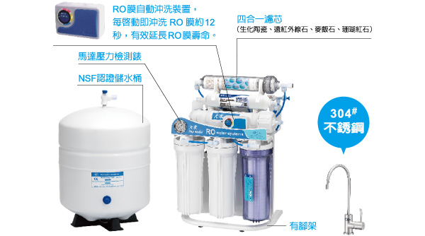 天水飲水設備 - 家用型 RO 逆滲透純淨水機 - RO-A6 樂活養生首選 
