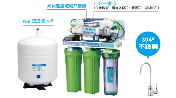 天水飲水設備 - 家用型 RO 逆滲透純淨水機 - RO-NULG7 豪華經典型(七合一型)